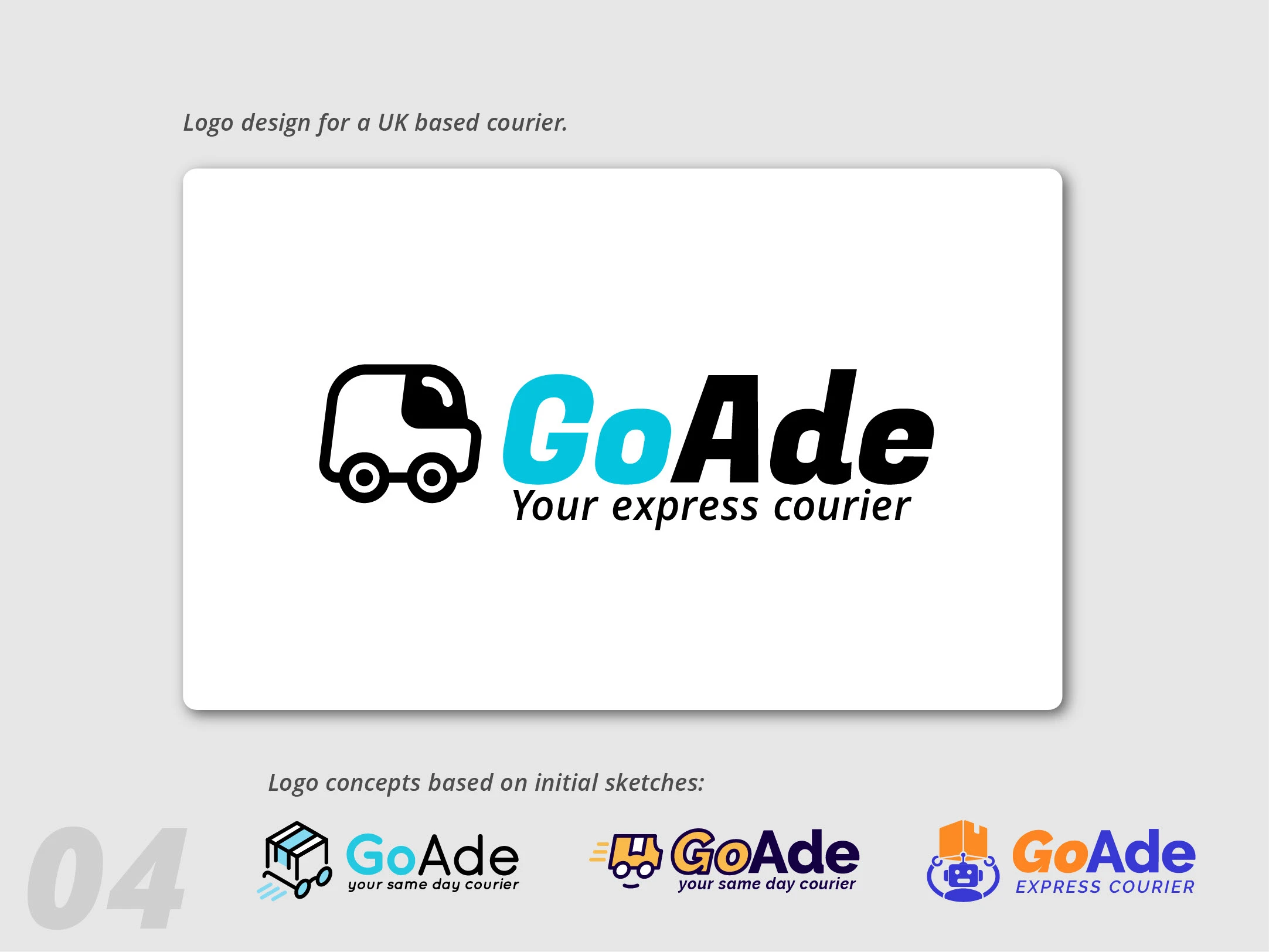 GoAde courier logo and alternate logo concepts