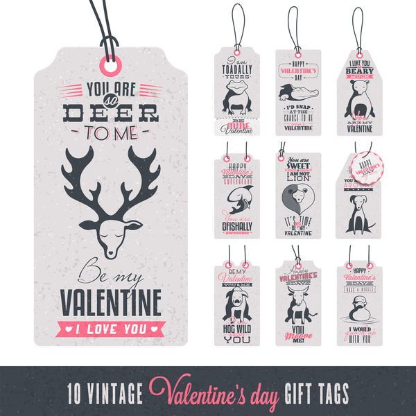 Collection of ten vintage Valentine's Day designs